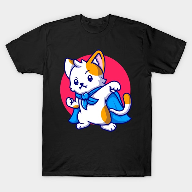 Cute cat super hero T-Shirt by PG